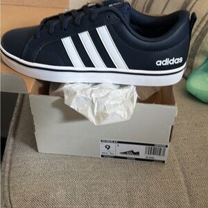 Adidas Men's Dark Blue and White Sneakers